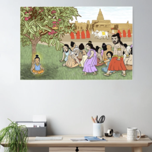 Buddha meditating rose apple tree - poster