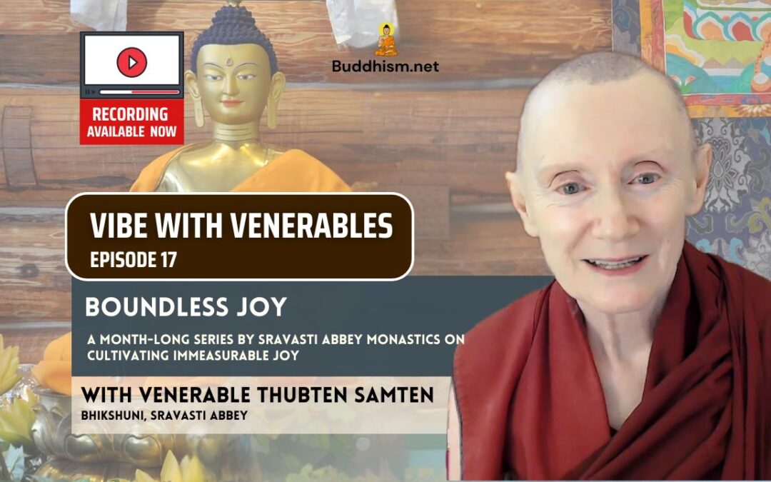 Recording of Episode 17 Vibe with Venerables “Boundless Joy” with Venerable Thubten Samten